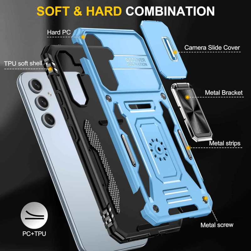 Купити Удароміцний чохол Camshield Army Ring на Samsung Galaxy A57 5G (Блакитний / Light Blue) на vchehle.ua