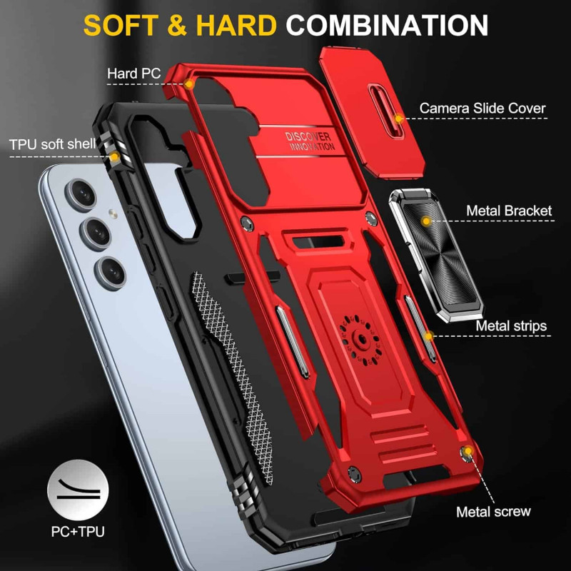 Удароміцний чохол Camshield Army Ring на Samsung Galaxy A57 5G (Червоний / Red) в магазині vchehle.ua