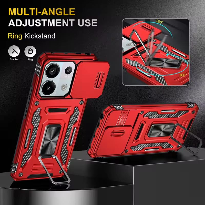 Фото Ударопрочный чехол Camshield Army Ring для Xiaomi Redmi Note 13 Pro 4G / 14s / Poco M6 Pro 4G (Красный / Red) в магазине vchehle.ua