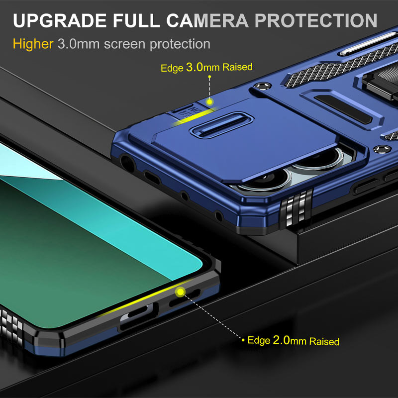 Фото Ударопрочный чехол Camshield Army Ring для Xiaomi Redmi Note 13 Pro 4G / 14s / Poco M6 Pro 4G (Синий / Navy) на vchehle.ua