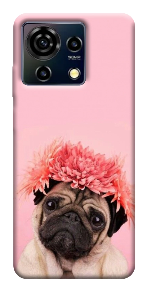 Чохол Мопс із квітами для ZTE Blade V50 Vita