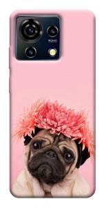 Чохол Мопс із квітами для ZTE Blade V50 Vita