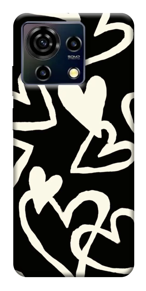 Чохол Black and white hearts для ZTE Blade V50 Vita