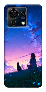 Чохол Space girl and cat для ZTE Blade V50 Vita