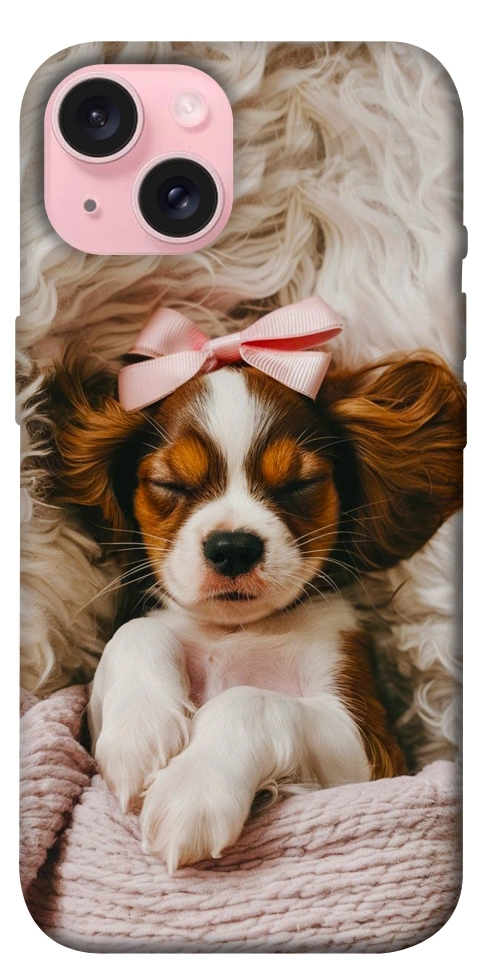 Чехол Sleepy spaniel для iPhone 15