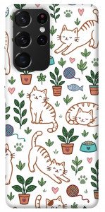 Чехол Cats pattern для Galaxy S21 Ultra