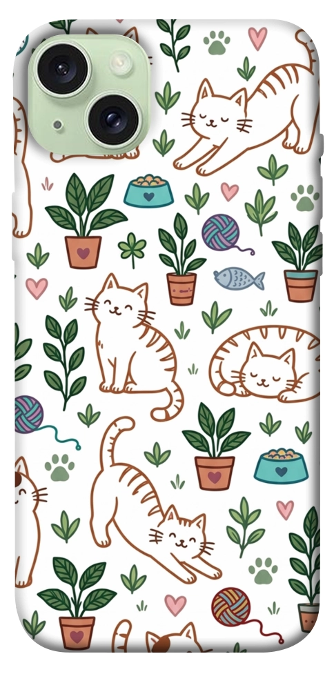 Чехол Cats pattern для iPhone 15 Plus