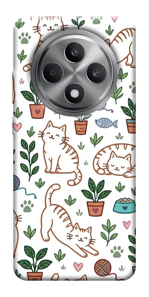 Чехол Cats pattern для Oppo Reno 12 F 4G