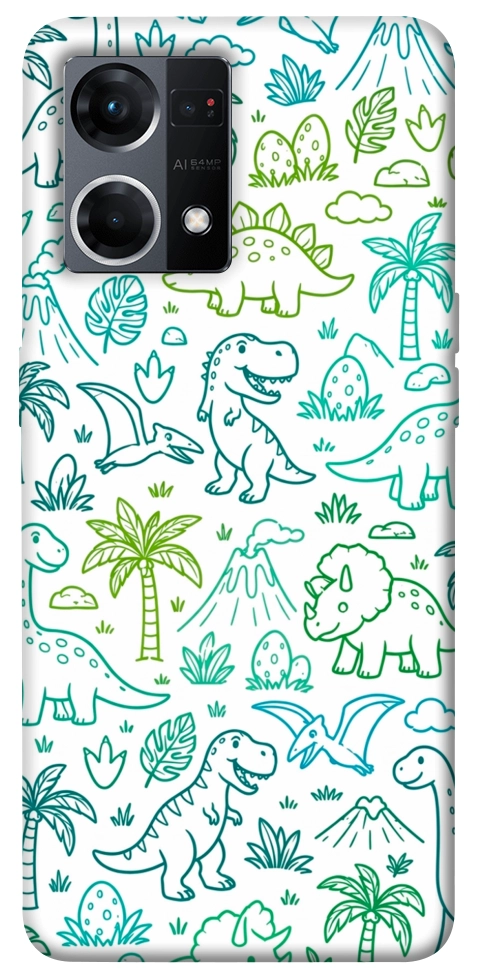 Чохол Dino pattern для Oppo Reno 7 4G