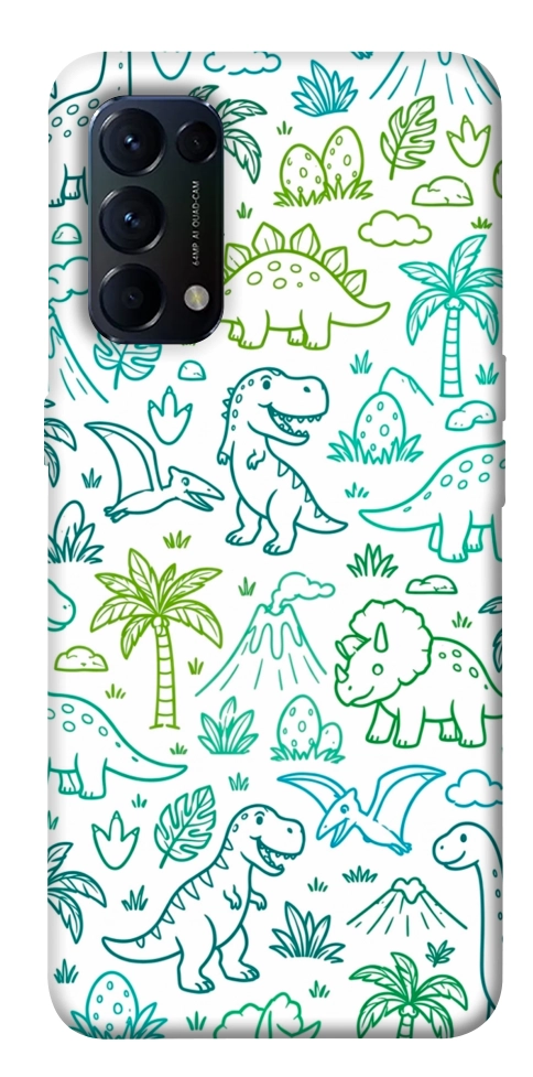 Чехол Dino pattern для Oppo Reno 5 4G