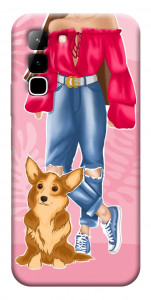 Чохол Girl and corgi для Infinix Hot 70