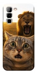 Чохол Shocked cat and lion для Infinix Hot 70