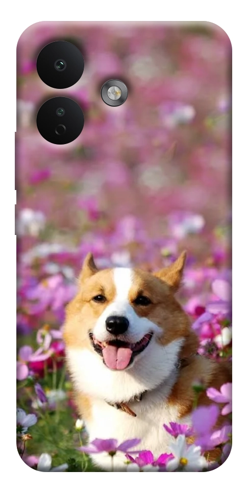 Чехол Корги в цветах для Xiaomi Redmi Note 17 Pro