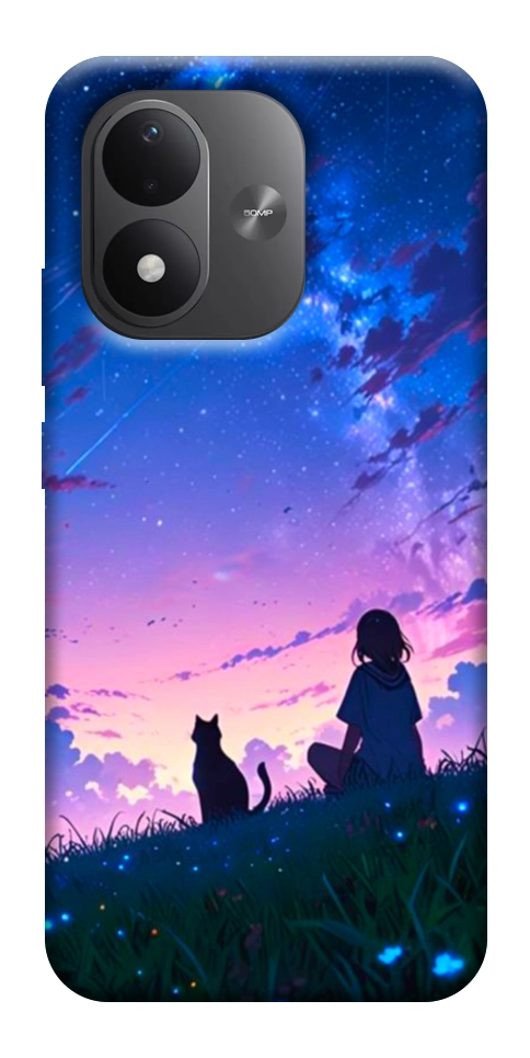 Чохол Space girl and cat для Xiaomi Redmi Note 17