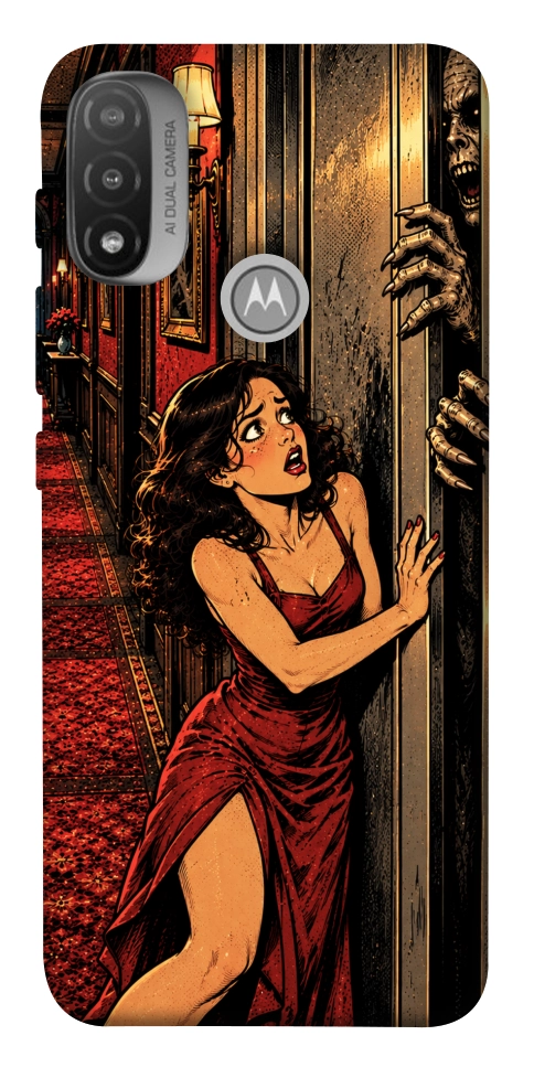 Чохол Scared woman для Motorola Moto E20