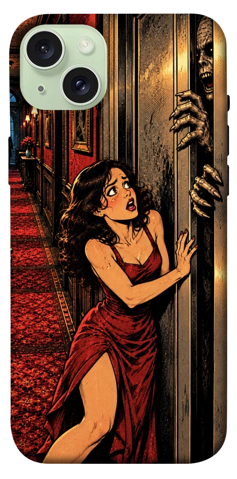 Чехол Scared woman для iPhone 15 Plus