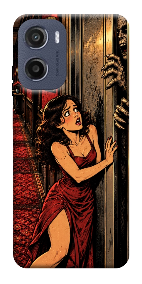 Чехол Scared woman для Motorola Moto E15
