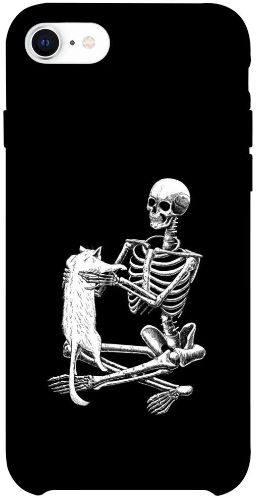 Чехол Skeleton with cat для iPhone SE (2020)