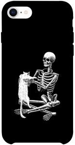 Чехол Skeleton with cat для iPhone SE (2020)