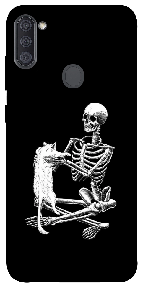 Чохол Skeleton with cat для Galaxy A11 (2020)