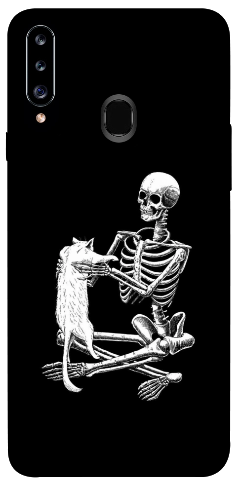 Чехол Skeleton with cat для Galaxy A20s (2019)