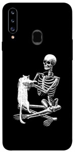 Чехол Skeleton with cat для Galaxy A20s (2019)