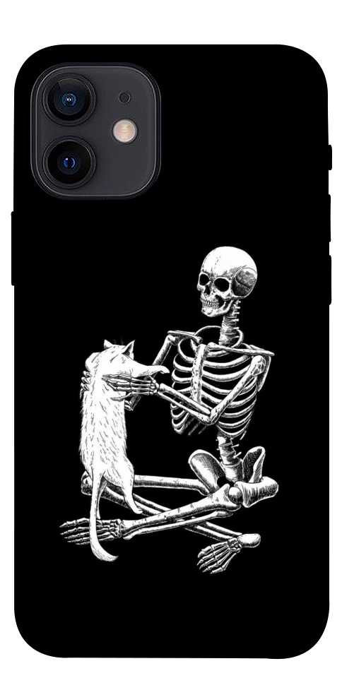 Чохол Skeleton with cat для iPhone 12 mini