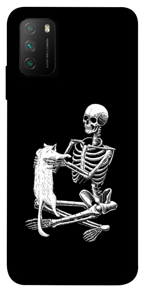 Чехол Skeleton with cat для Xiaomi Poco M3