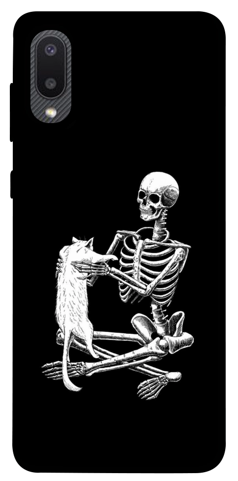 Чохол Skeleton with cat для Galaxy A02