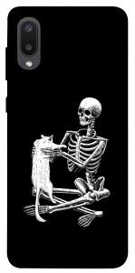 Чохол Skeleton with cat для Galaxy A02