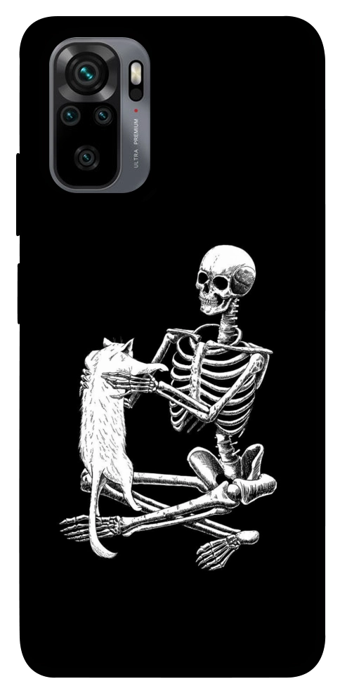 Чехол Skeleton with cat для Xiaomi Redmi Note 10
