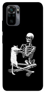 Чехол Skeleton with cat для Xiaomi Redmi Note 10