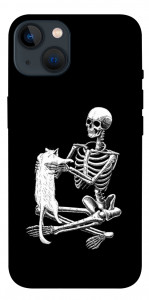 Чехол Skeleton with cat для iPhone 13
