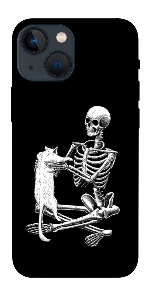 Чохол Skeleton with cat для iPhone 13 mini