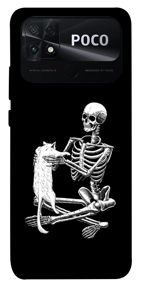 Чехол Skeleton with cat для Xiaomi Poco C40
