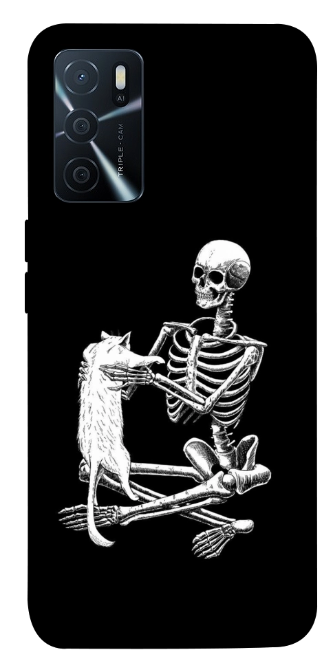 Чехол Skeleton with cat для Oppo A16