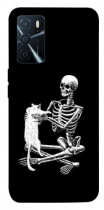 Чехол Skeleton with cat для Oppo A16 4G