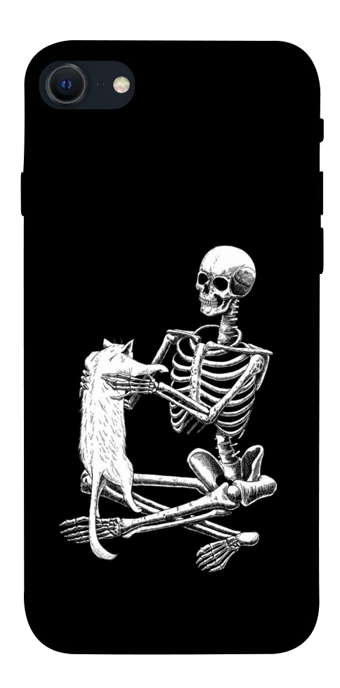 Чехол Skeleton with cat для iPhone SE (2022)
