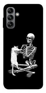 Чохол Skeleton with cat для Galaxy A04s