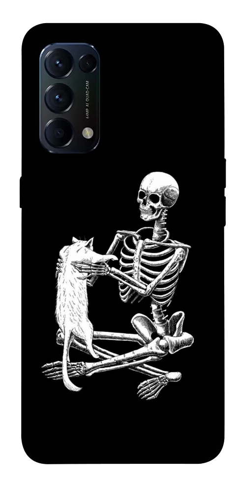 Чохол Skeleton with cat для Oppo Reno 5 4G