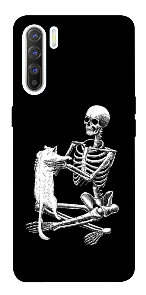 Чехол Skeleton with cat для Oppo Reno 3