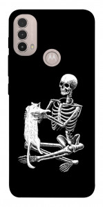Чехол Skeleton with cat для Motorola Moto E40