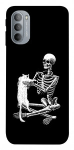 Чехол Skeleton with cat для Motorola Moto G31