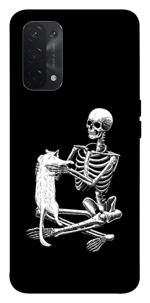Чохол Skeleton with cat для Oppo A74 5G