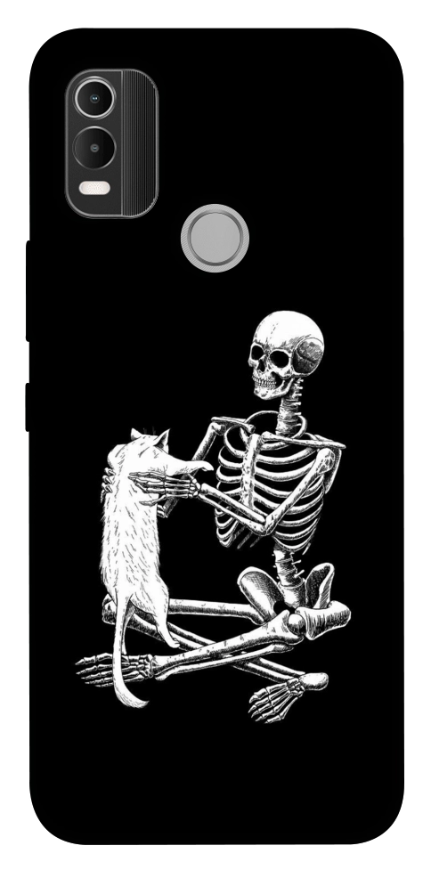 Чехол Skeleton with cat для Nokia C21 Plus