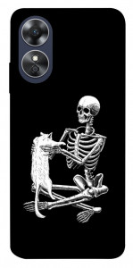 Чехол Skeleton with cat для Oppo A17