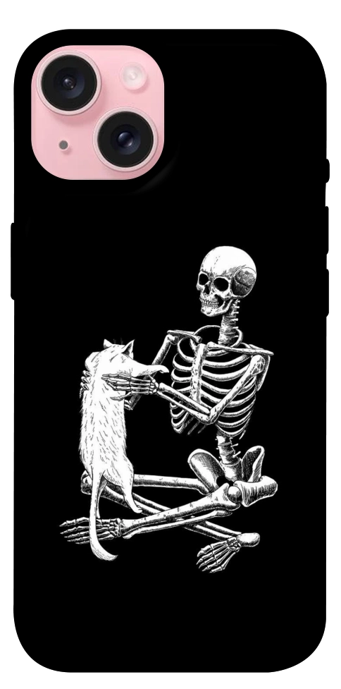 Чехол Skeleton with cat для iPhone 15
