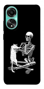 Чохол Skeleton with cat для Oppo A78 4G