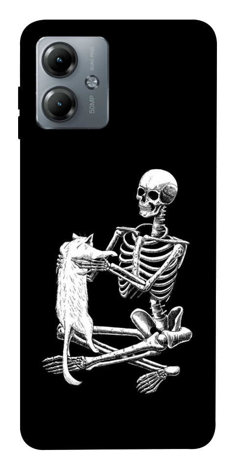 Чехол Skeleton with cat для Motorola Moto G14