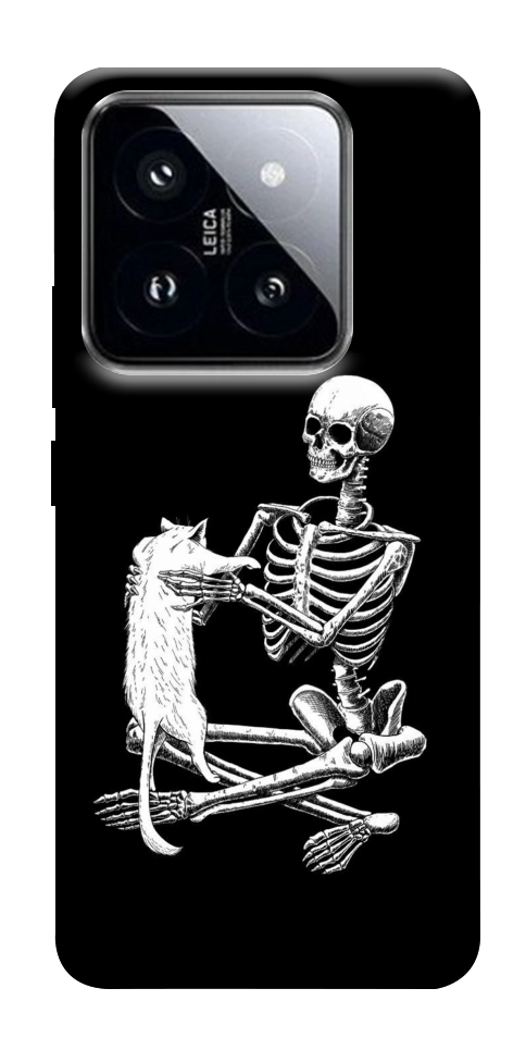 Чехол Skeleton with cat для Xiaomi 14 Pro